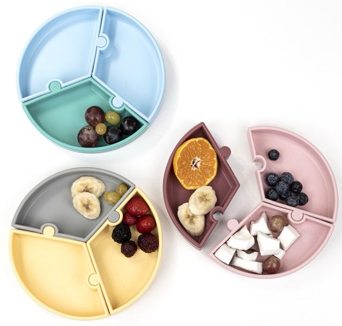 Hovedbilde Puzzle-Tallerken m/Sugekopp - Food-grade Silikon | MiniKoioi