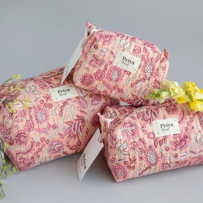 Hovedbilde Toalettmappe i Økologisk Bomull - Korall