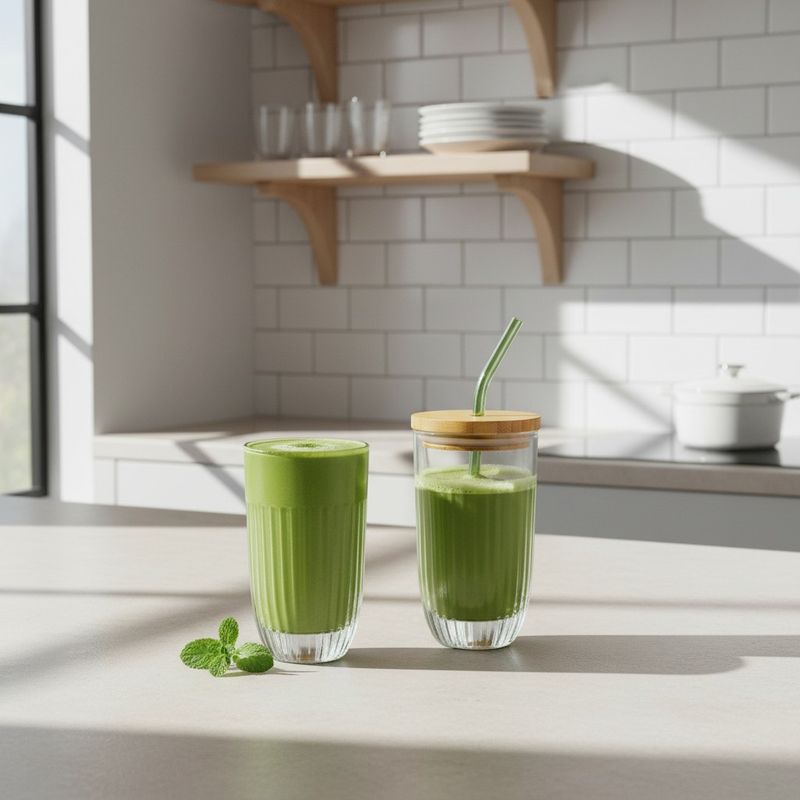 Matchaglass (2-pk) m/Lokk + Sugerør